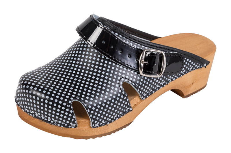 14436.jpg Dětské dřeváky DZ-OT Černé s tečkami - Obrázek 1