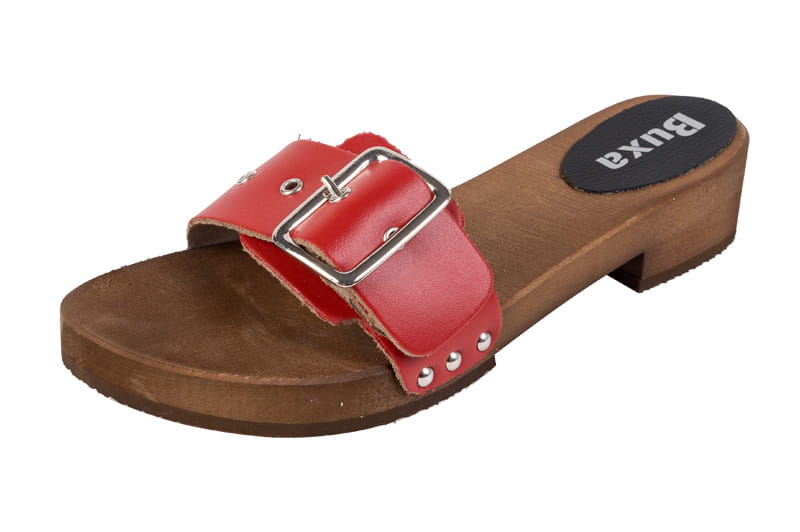 148a593fba5d3f47a33563a037f8efca.jpg Dřeváky s plochým podpatkem L20 červené - Obrázek 1