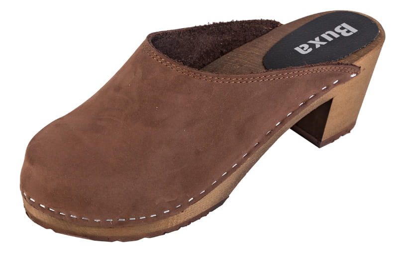 15771.jpg Dřeváky Pantofle na podpatku OS12 hnědé velurové - Obrázek 1