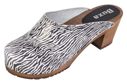 Dřeváky Pantofle na podpatku OS12 Zebra