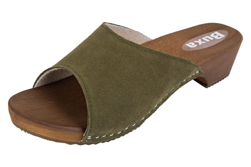 15884.jpg Dřeváky Pantofle kožené W40 zelené semiš - Obrázek 1