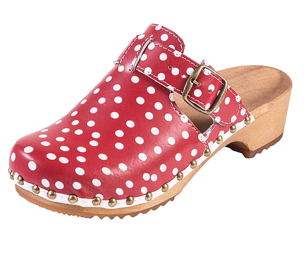 30cc9b6cac706d19df91e6b65efb47fb.jpg Pohodlné dřeváky PE15 Červené s tečkami - Obrázek 1