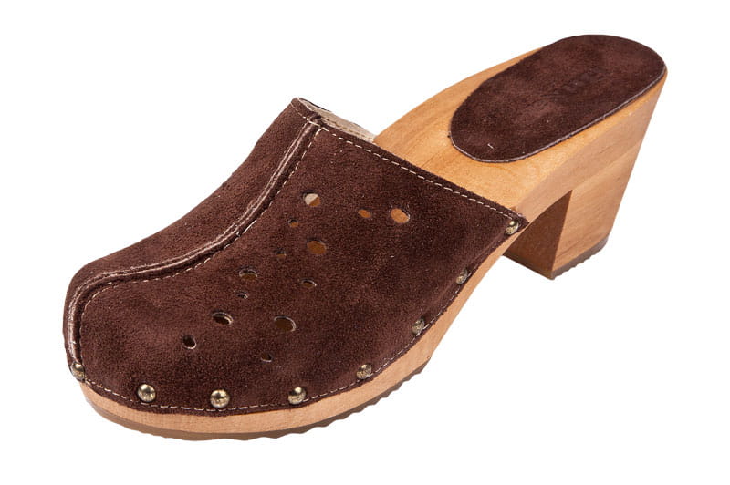 3424ca9036e87cf90b598adef810d628.jpg Elegantní dřeváky OS2-PF Hnědé velurové - Obrázek 1