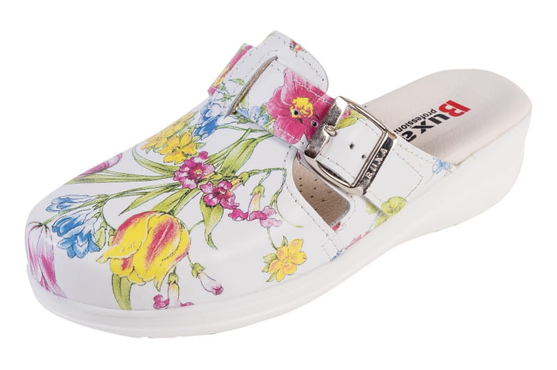 3440d3741f50cf53efcf7a19b2405756.jpg Odpružená zdravotní obuv MED20 - Bílá s kvítky - Obrázek 1