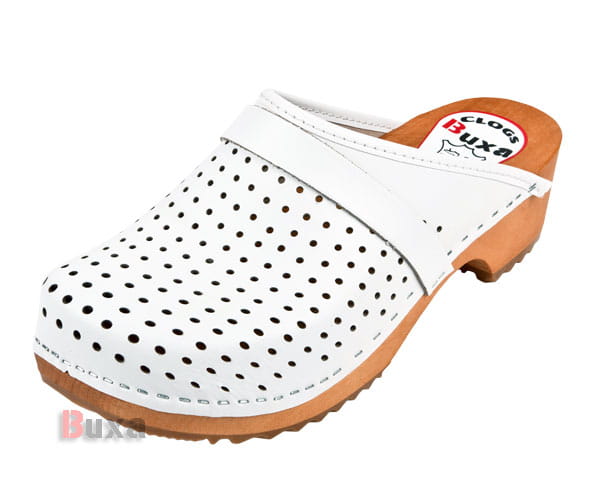 42c89639138788afab305a1200b54ee7.jpg Švédské dřeváky F-2 Bílé perforované - Obrázek 1