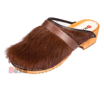 Klasické dřeváky dámské P1 se srstí hnědé