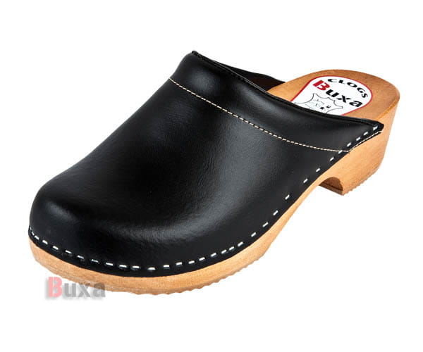 6f53c5048fb7f24cd6322c7e8db9a040.jpg Dřeváky P3 Černé s hnědou podrážkou - Obrázek 1