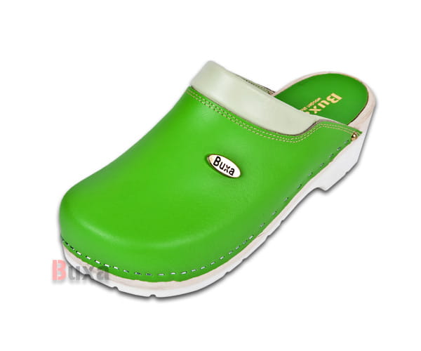 8696616f3c6b9e4be3d839802a458c85.jpg Zdravotní dřeváky s amortizační podrážkou FPU10 Zelené - Obrázek 1