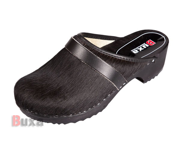 a583eb382275c72d0f88c6319f38d559.jpg Klasické dřeváky dámské P1 se srstí černé - Obrázek 1