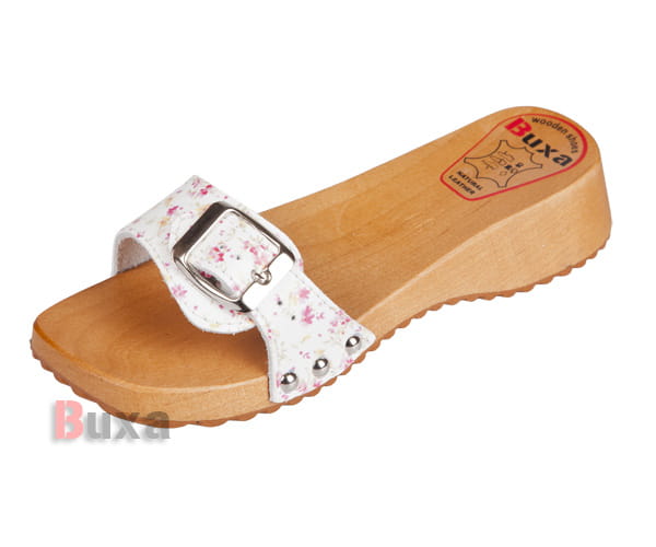 c4878bca4000f6d93129e07992b07335.jpg Dětské dřeváky DZ-OR Bílé s mini kvítky - Obrázek 1