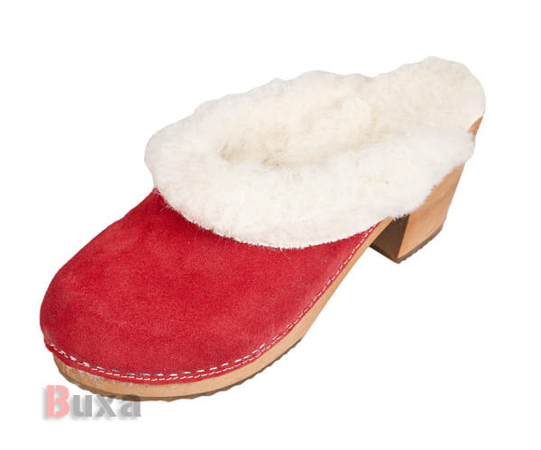 d398df46df0a3a6fbacabd8adb232dd2.jpg Zimní dřeváky OS1-FT Červené velurové - Obrázek 1