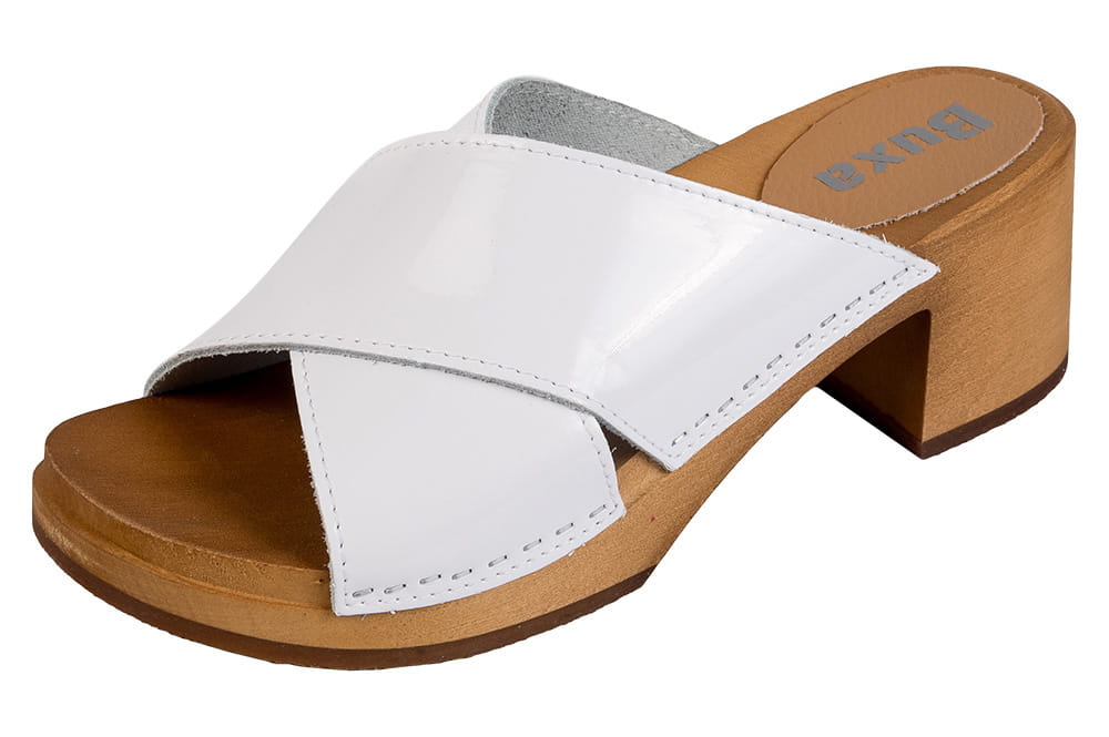 OS86A_bialy_lakier_1.jpg Dámské dřeváky BUXA OS86A – lakované bílé platformové dřeváky - Obrázek 1