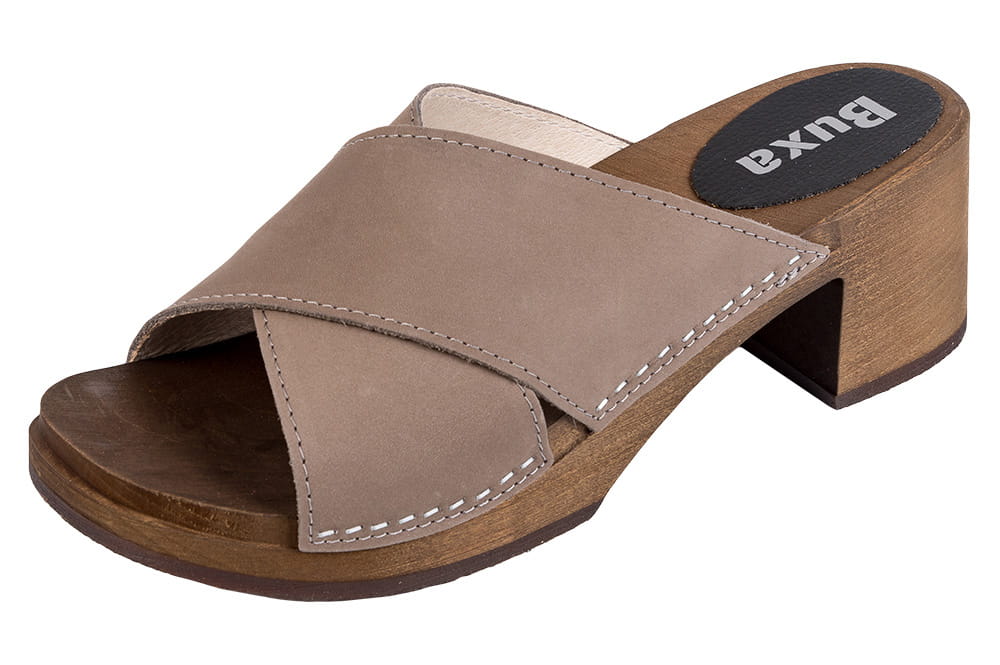 OS86C_szary_nubuk_1.jpg Dámské dřeváky BUXA OS86C – nubuk šedé platformové dřeváky - Obrázek 1